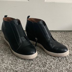 black wedge heel booties